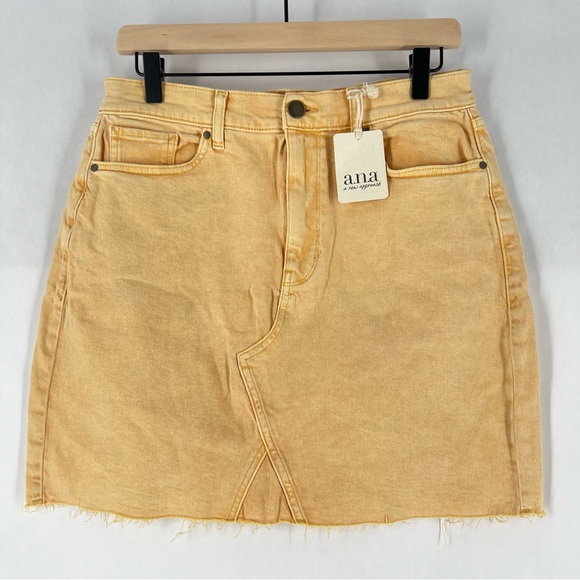 a.n.a A New Approach Stretch Cotton Yellow Denim High Rise Cutoff‎ Mini Skit - Picture 1 of 10